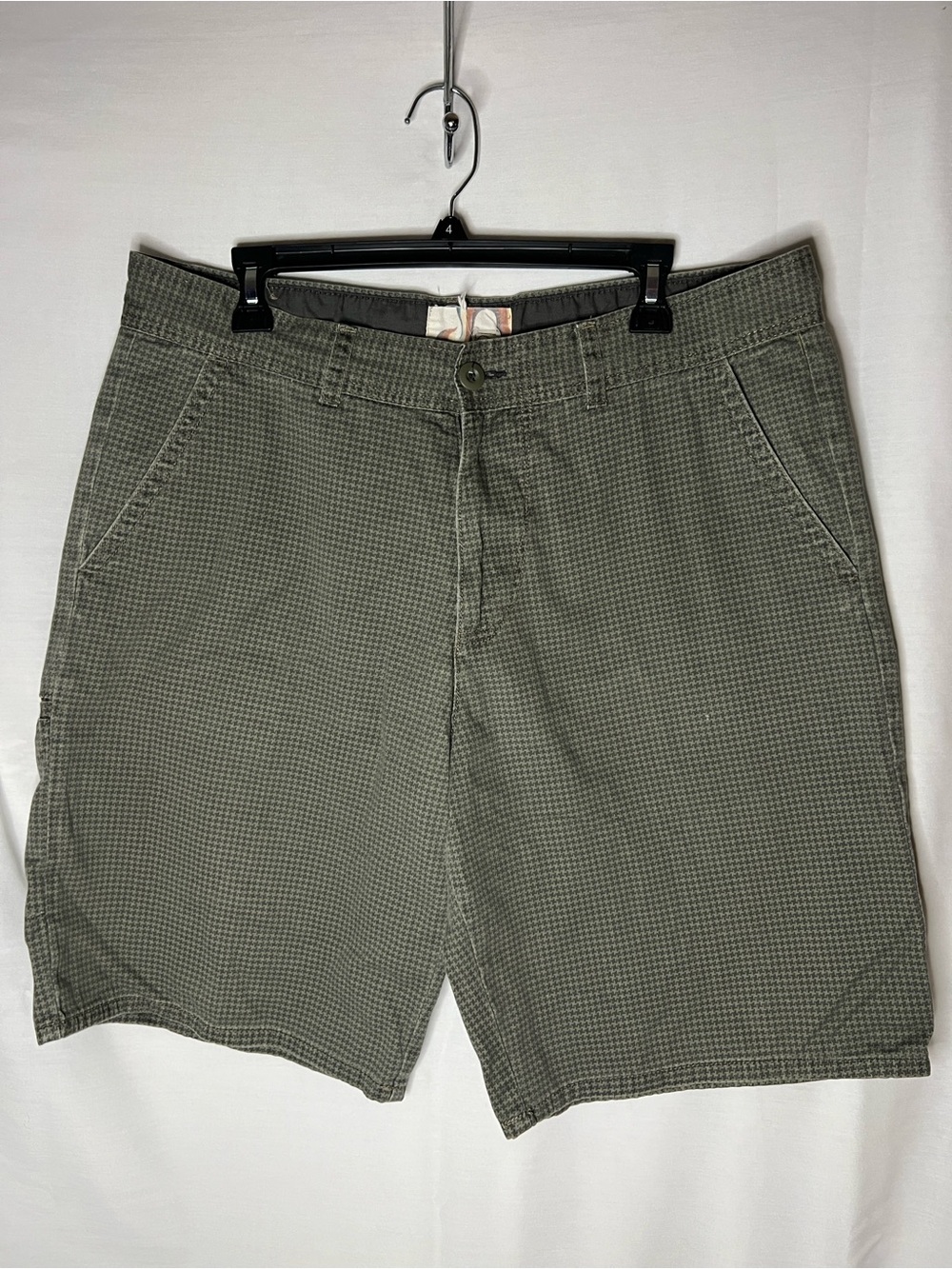 OP Men's Olive Micro-Check Flat Front Shorts